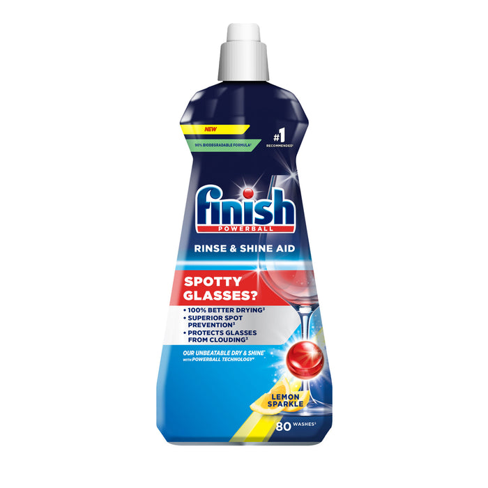 Finish Dishwasher Cleaner Rinse Aid Lemon 400ml For Ultimate Clean and Shine