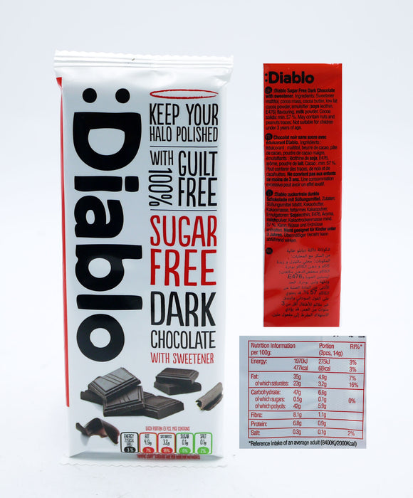 DIABLO SUGAR FREE DARK CHOCOLATE 85GM