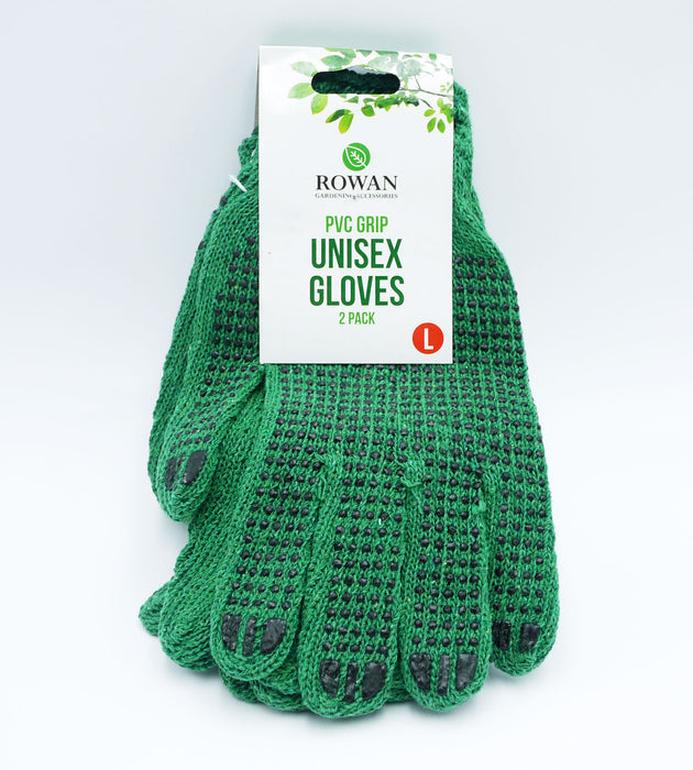 GARDEN GLOVES UNISEX PVC GRIP 2 PACK
