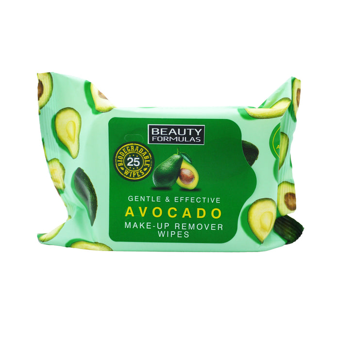 Beauty Formulas Gentle & Effective Avocado Make-Up Remover Wipes - 25 Wipes x 6