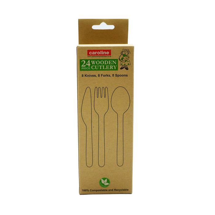 CAROLINE CUTLERY WOODEN ASSORTED 24 Pieces x 3