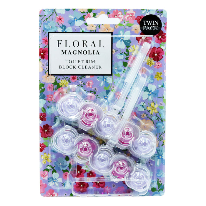 FLORAL TOILET RIM BLOCK CLEANER - MAGNOLIA 90GM-TWIN PACK