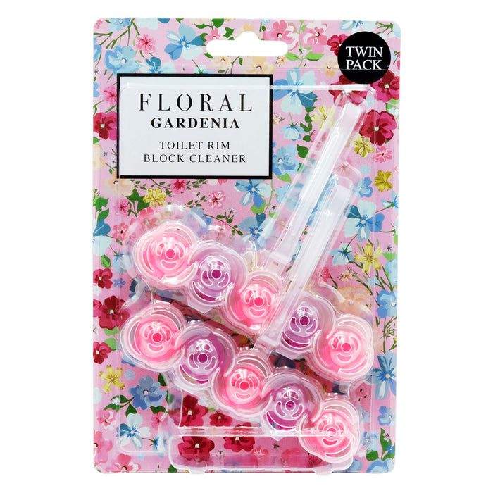 FLORAL TOILET RIM BLOCK CLEANER - GARDENIA 90GM-TWIN PACK