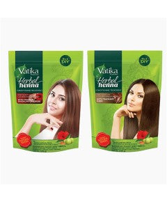 Dabur Vatika Naturals Herbal Henna Conditioning Treatment Bundle – 1+1 Free (Sandalwood & Rose + Oudh)