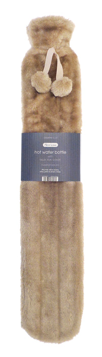 Long Hot Water Bottles with Luxury Faux Fur Cover - 2 ltr