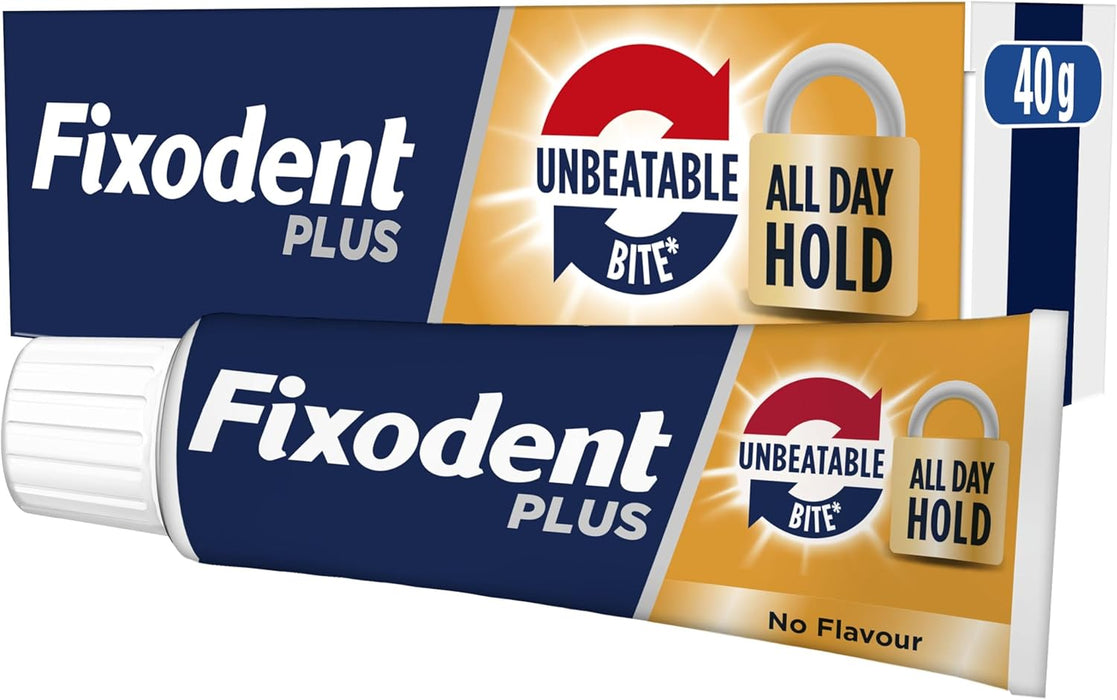 FIXODENT PLUS UNBEATABLE BITE (Adhesive Cream for Full or Partial Dentures) 40gm