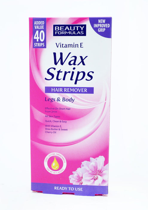 BEAUTY FORMULAS VITAMIN E WAX STRIPS LEGS & BODY - 40 Strips