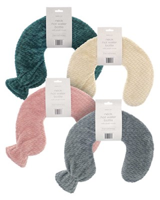 Neck Hot Water Bottles with Plush Jacquard Lattice Cover