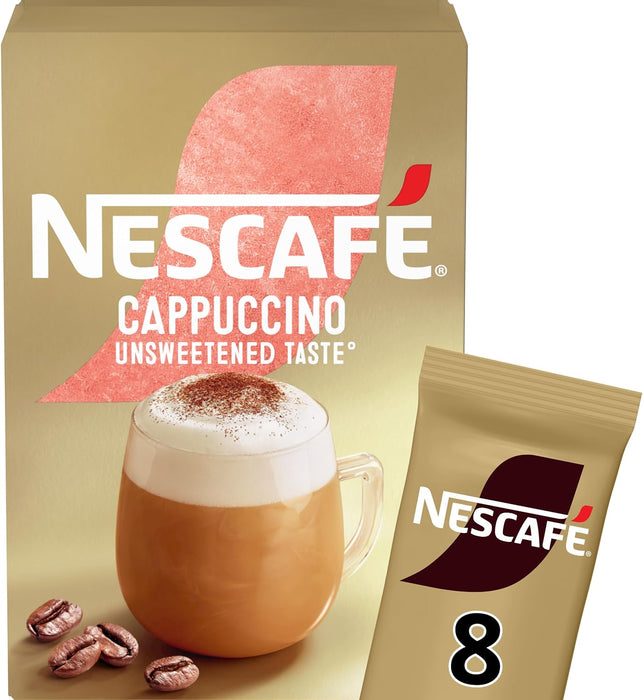 Nescafe Frothy Unsweetened Cappuccino Sachets 8 Pack x 6