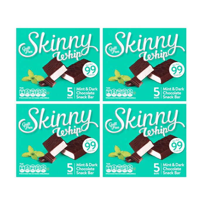 New Skinny Whip Snack bars less than 99 Calories (Mint & Dark Chocolate, 4 Boxes)