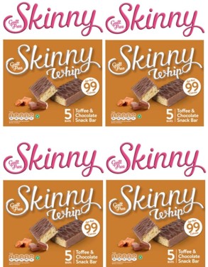 New Skinny Whip Snack bars less than 99 Calories (Toffee & Chocolate, 4 Boxes)