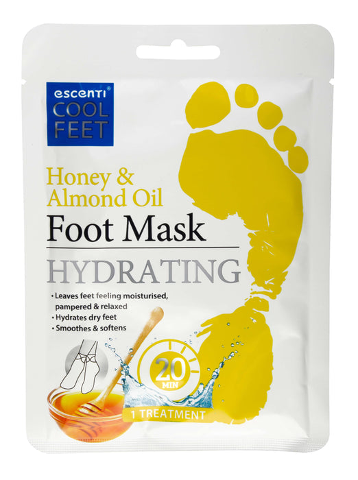 Escenti Cool Feet Honey & Almond Oil Hydrating Foot Mask x 6