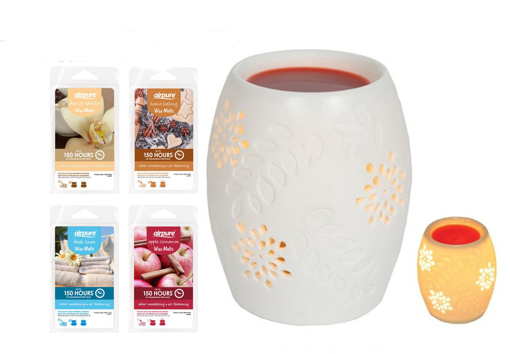 Electric Floral Ceramic Wax Tart Melt Burner VC520 With Free Pack of Wax Melts