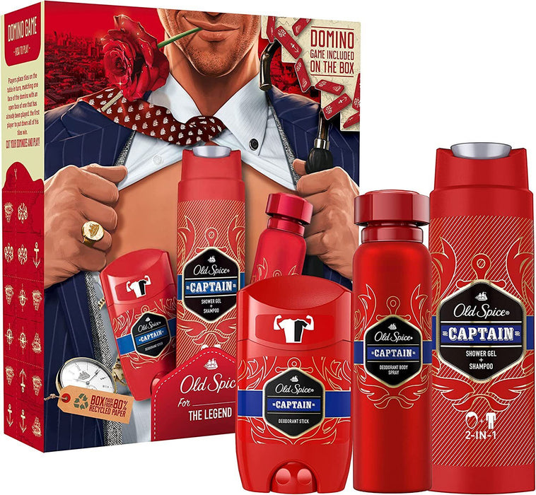 Old Spice Gift Set Dark Captain 3pc Set - Shower Gel 250ml,Deo Spray 150ml & Deo Stick 50ml