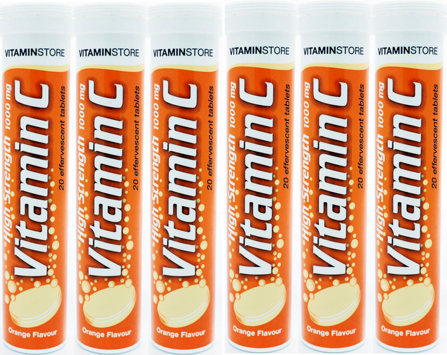 Vitamin Store Effervescent Vitamin C High Strength 1000gm 20 Tablets x 6