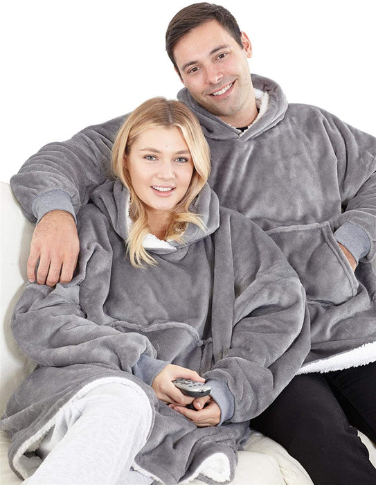 Eskimo Oversized Sherpa Hoodie Sweatshirt Blanket - Warm and Cozy - Reversible with Pockets