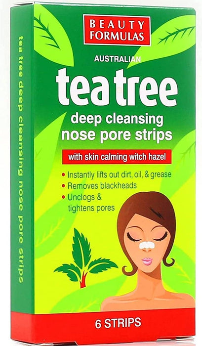 Beauty Formulas Tea Tree Deep Cleansing Nose Pore Strips 6's x 6