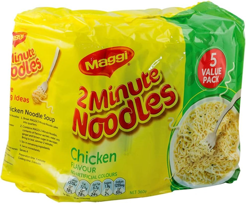 Maggi 2 Minute Chicken Noodles Multipack 5 Packs of 74g x 6