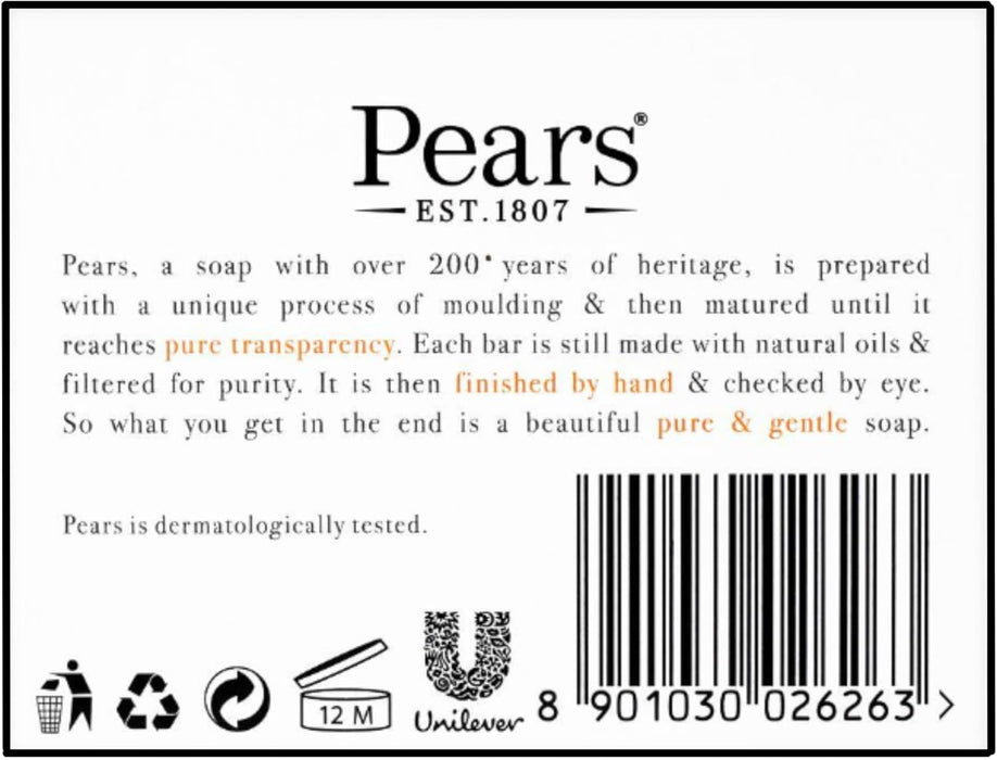 Pears Transparent Soap 125gm x 3 - Enriched with Pure Glycerin & Natural Oils - For All Ages