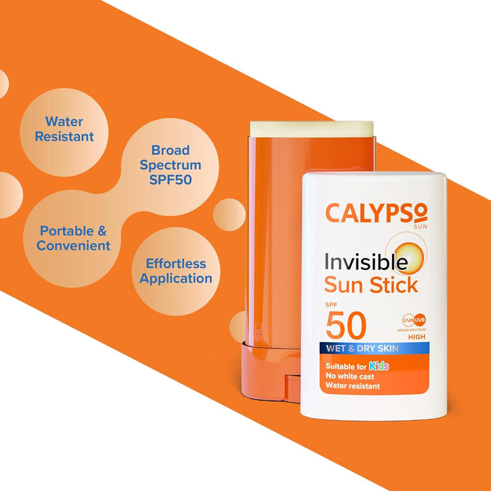 Calypso Invisible Sun Stick, SPF50 Sun Protection for Wet and Dry Skin 15g x 3