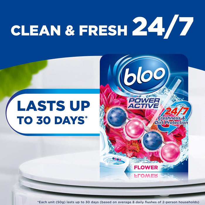 BLOO POWER ACTIVE FLOWER DUO TWIN 50g TOILET RIM BLOCKs