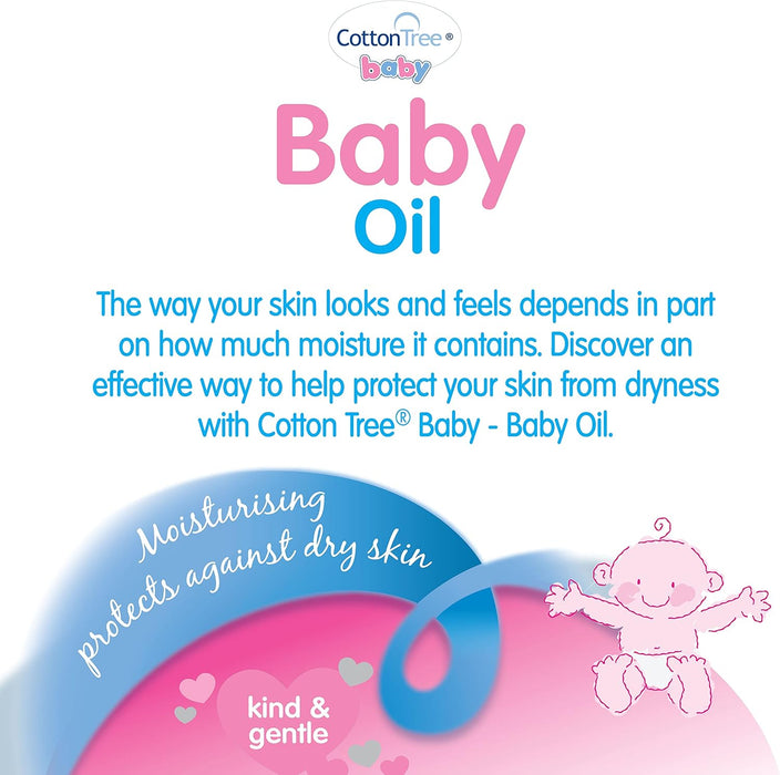 CottonTree Baby Oil 300ml x 3 - Ideal for Babies & Toddlers Sensitive Skin