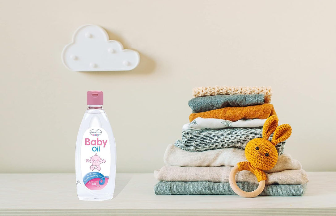 CottonTree Baby Oil 300ml x 3 - Ideal for Babies & Toddlers Sensitive Skin