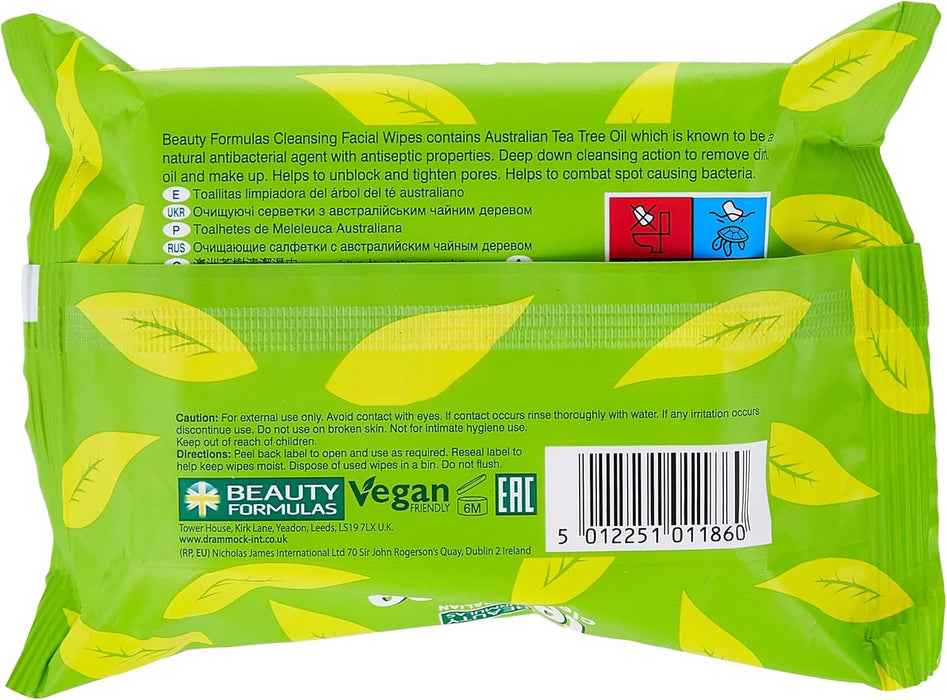 Beauty Formulas Wipes Bio Tea Tree Cleansing 25's x 1