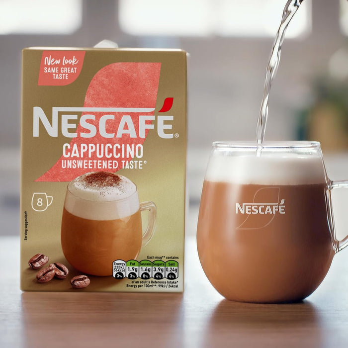 Nescafe Frothy Unsweetened Cappuccino Sachets 8 Pack x 6