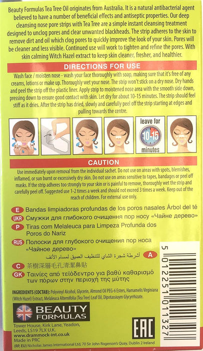 Beauty Formulas Tea Tree Deep Cleansing Nose Pore Strips 6's x 6