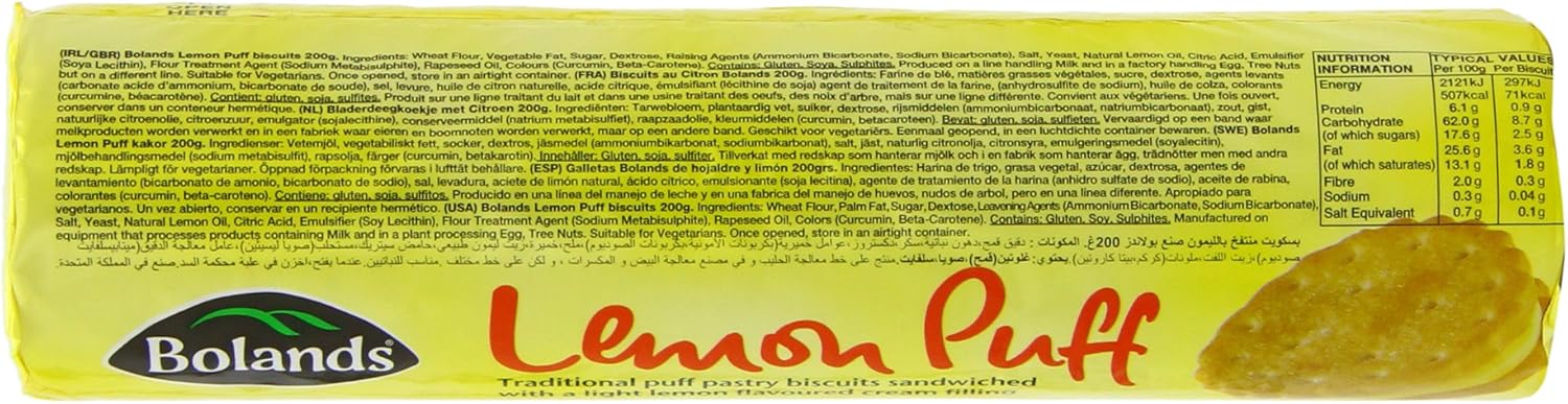 BOLANDS LEMON PUFF BISCUITS 4 x 200g