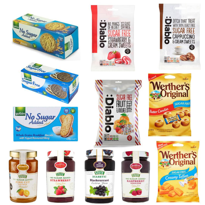 Breakfast & Snack Super Box-Sugar Free with 12 Selected Delights [Jams, Biscuits, Toffees and Candies]