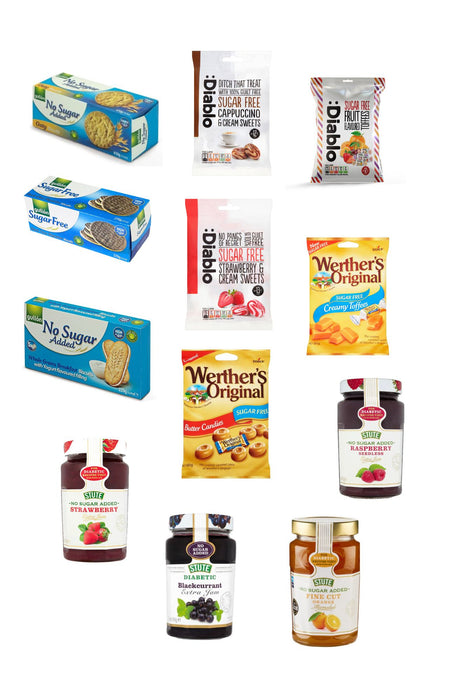 Breakfast & Snack Super Box-Sugar Free with 12 Selected Delights [Jams, Biscuits, Toffees and Candies]