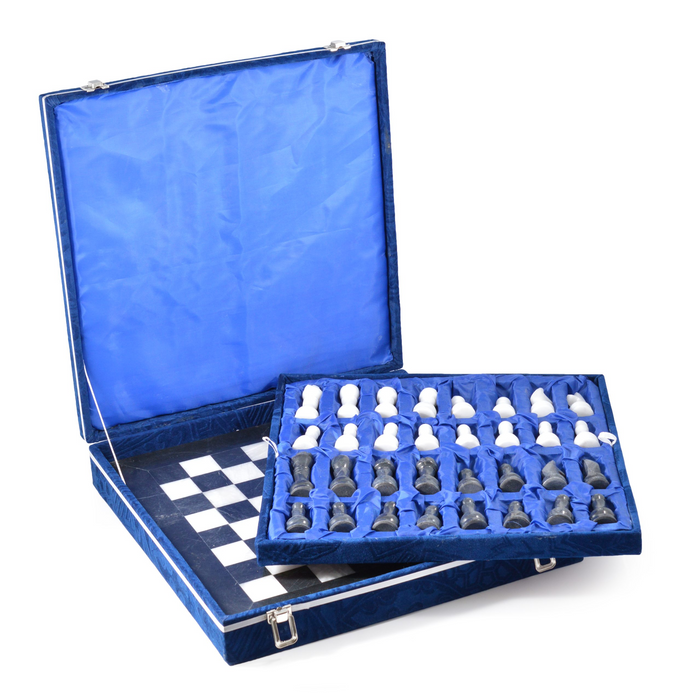 Luxury Handcrafted Onyx & Marble Chess Set | 15" Gift Set | Black & White