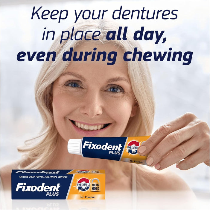 FIXODENT PLUS UNBEATABLE BITE (Adhesive Cream for Full or Partial Dentures) 40gm