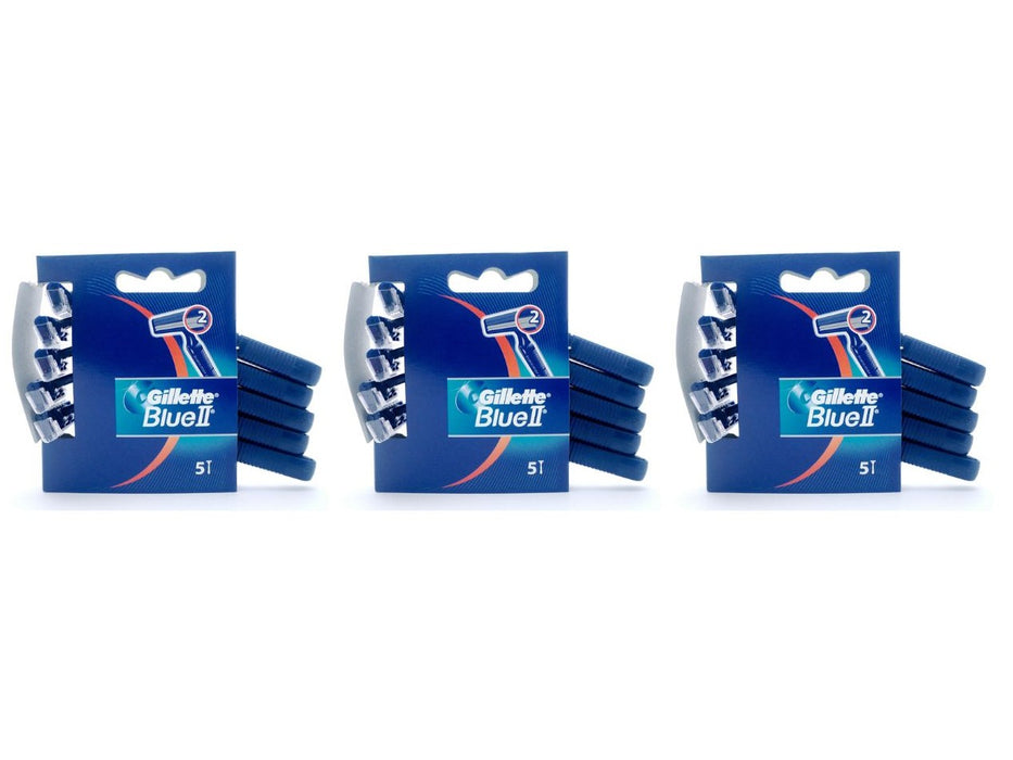 Gillette Blue II Razor Fixed Disposable Carded [Pack of 5]