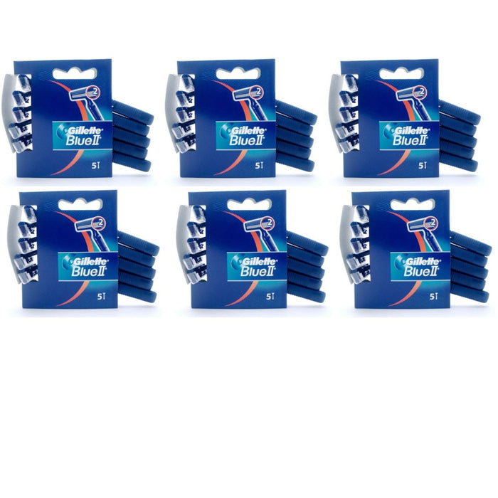 Gillette Blue II Razor Fixed Disposable Carded [Pack of 5]
