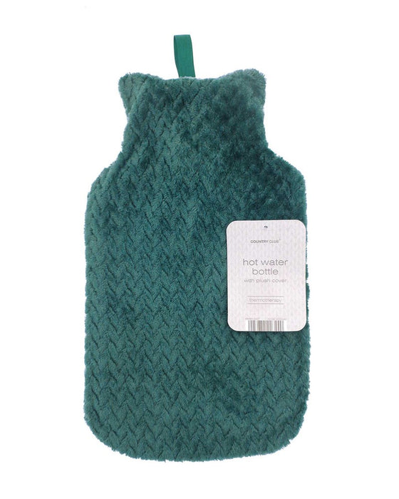 Hot Water Bottle with Plush Jacquard Lattice Cover 2ltr