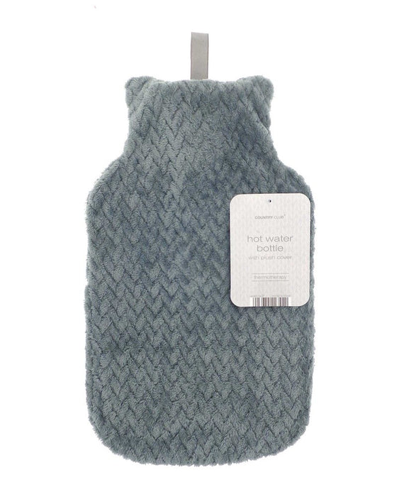 Hot Water Bottle with Plush Jacquard Lattice Cover 2ltr