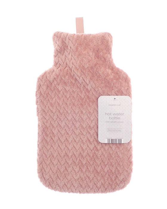 Hot Water Bottle with Plush Jacquard Lattice Cover 2ltr