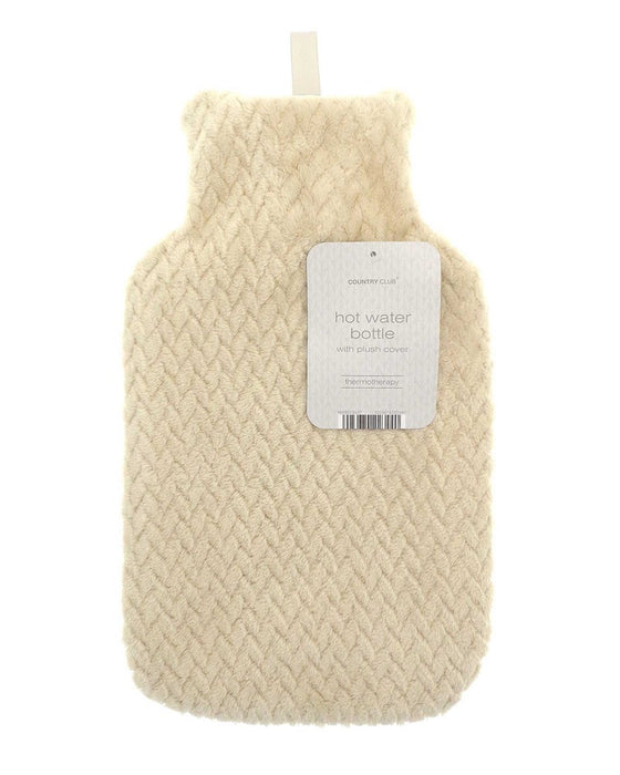 Hot Water Bottle with Plush Jacquard Lattice Cover 2ltr