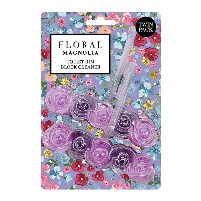 FLORAL TOILET RIM BLOCK CLEANER - MAGNOLIA 90GM-TWIN PACK