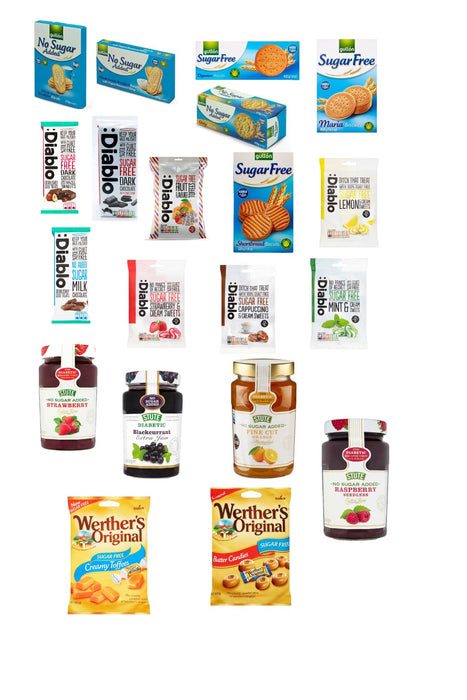 Mega Snack & Treat Hamper-Sugar Free with 20 Selected Delights [Biscuits, Chocolates, Toffees and Candies]