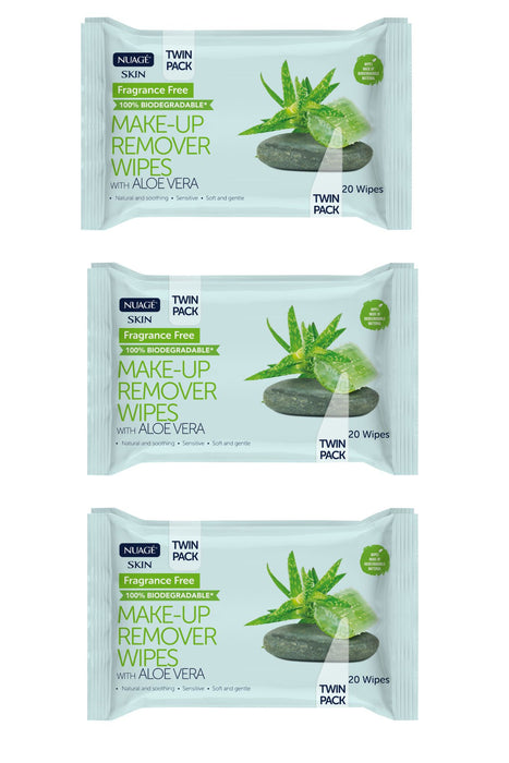 Nuage Make-Up Remover Wipes – 2 x 20pk (40 Wipes Total)
