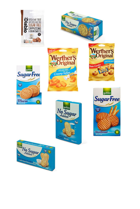 Sugar Free-Coffee & Tea-Time Box with 8 Selected [Candies, Toffees and Biscuits]