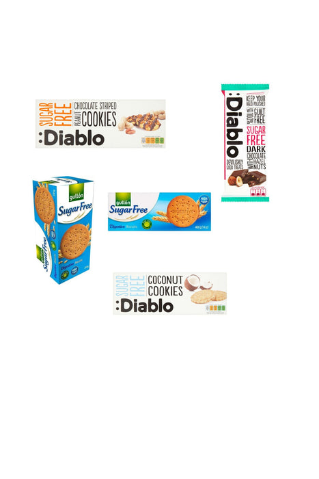 Sugar Free-Nutty Snack Selection of 5 Delights [Chocolate, Cookies and Biscuits]