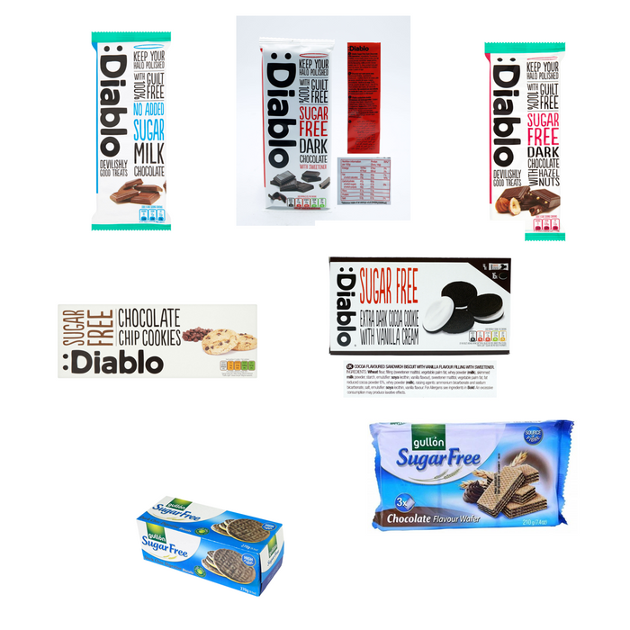 Sugar Free Chocolate Lovers Box with 7 Selected Delights [chocolates, Biscuits and Cookies]
