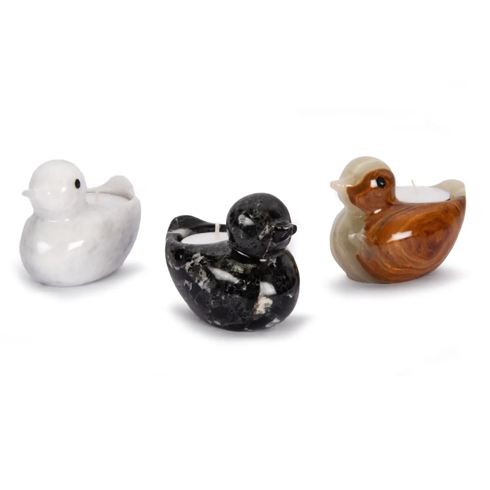 Handcrafted Himalayan White Marble Duck Tea Light Holder