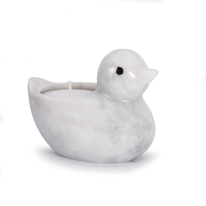 Handcrafted Himalayan White Marble Duck Tea Light Holder