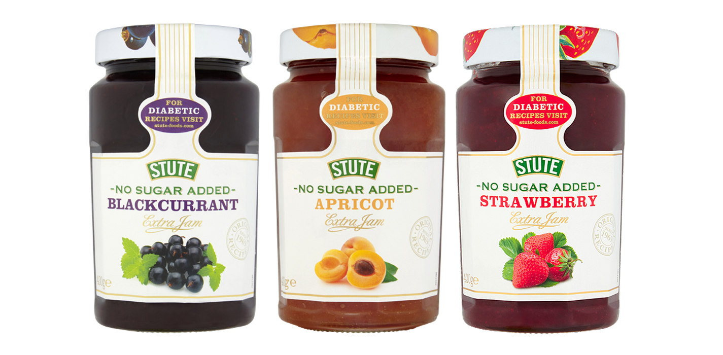 Stute Diabetic Jam 430g - No Added Sugar Pack Of 3  (Blackcurrant, Strawberry and Apricot)